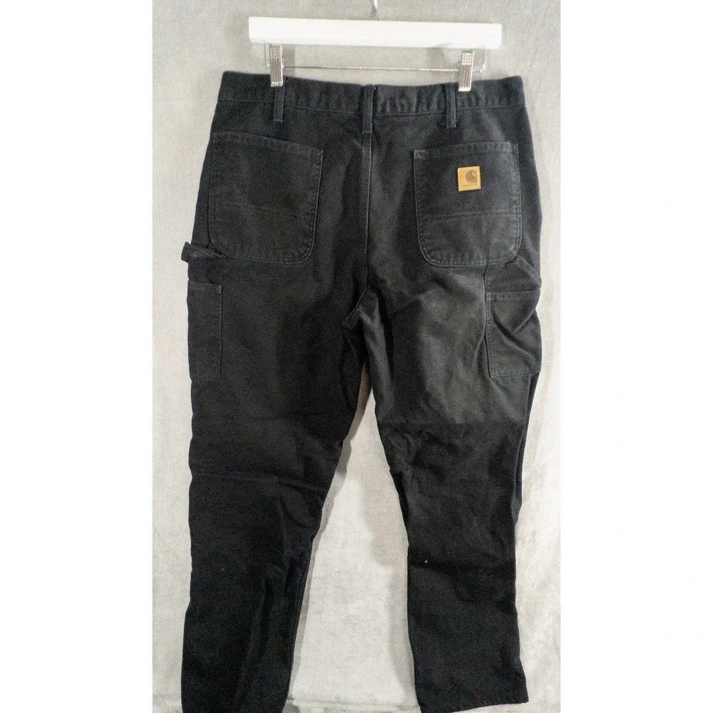 Vtg Carhartt Flannel Lined Jeans Men 36x34 Black Relaxed Western Workwear Denim